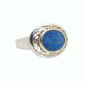 Estate Sterling Silver Opal Gemstone Ring Size 6.25